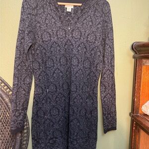 Dakini Black Floral Long Sleeve Sweater Dress